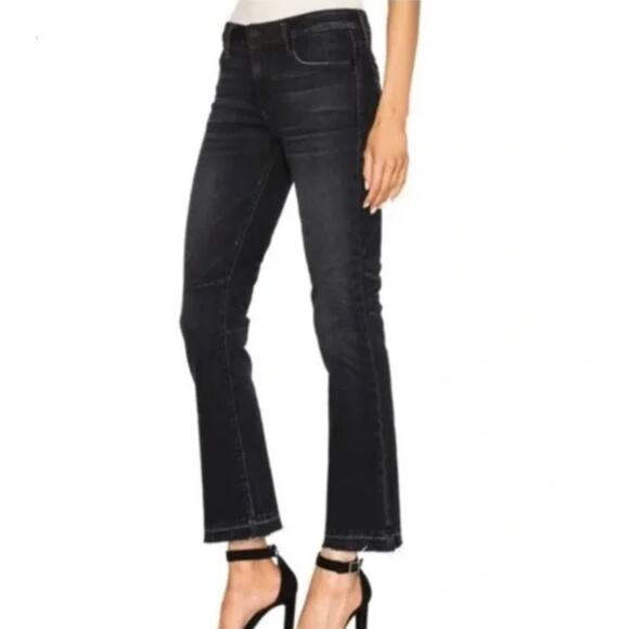 RtA Denim - RTA dark navy black sparkle cotton velvet Kiki flare crop cropped jeans pants